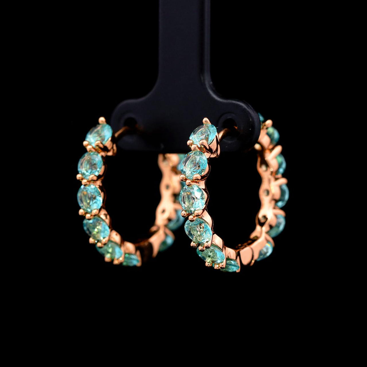 Fatinah Turquoise Premium Rhodium-Plated Alloy Earrings with High-Quality Simulated Diamonds