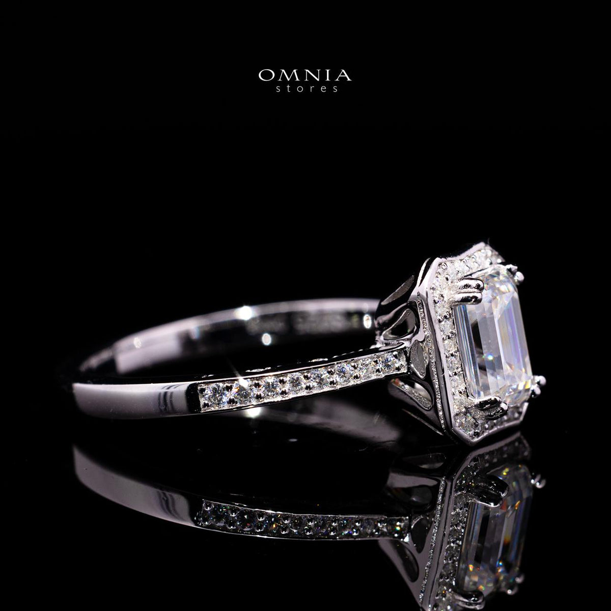 Diane Emerald-Cut Moissanite Ring 5x7mm (1CT) in 925 Sterling Silver