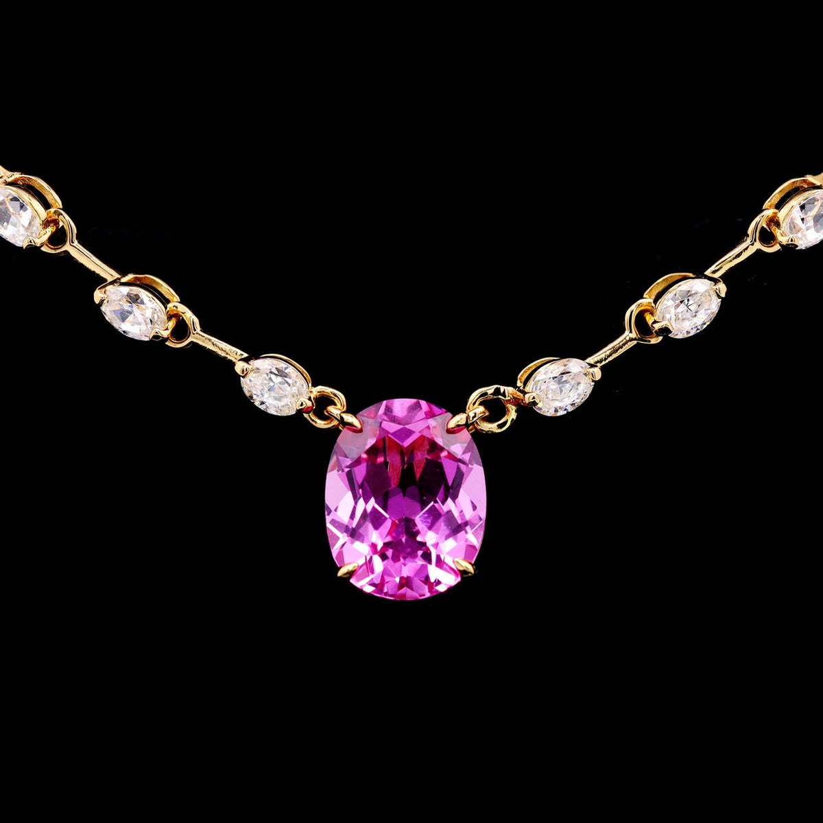 Mufida Pink Necklace with Certificate | High-Quality Simulated Diamonds in 925 Sterling Silver, Gold Plated