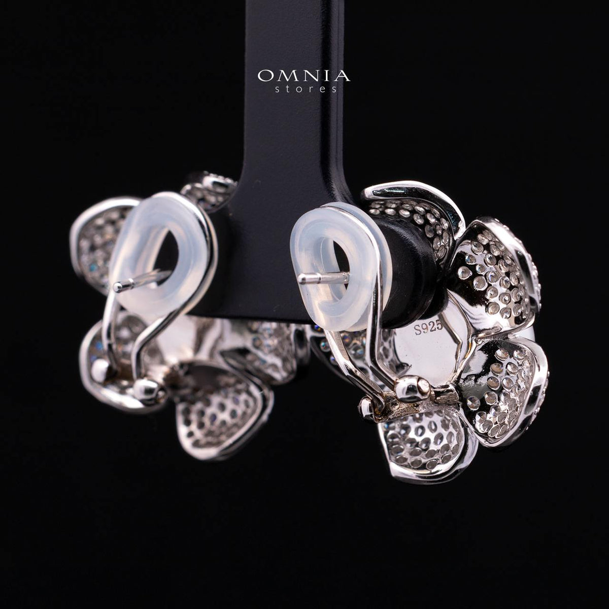 Najaah Floral Fresh Water Pearl Earring in 925 Silver with High-Quality Simulated Diamonds