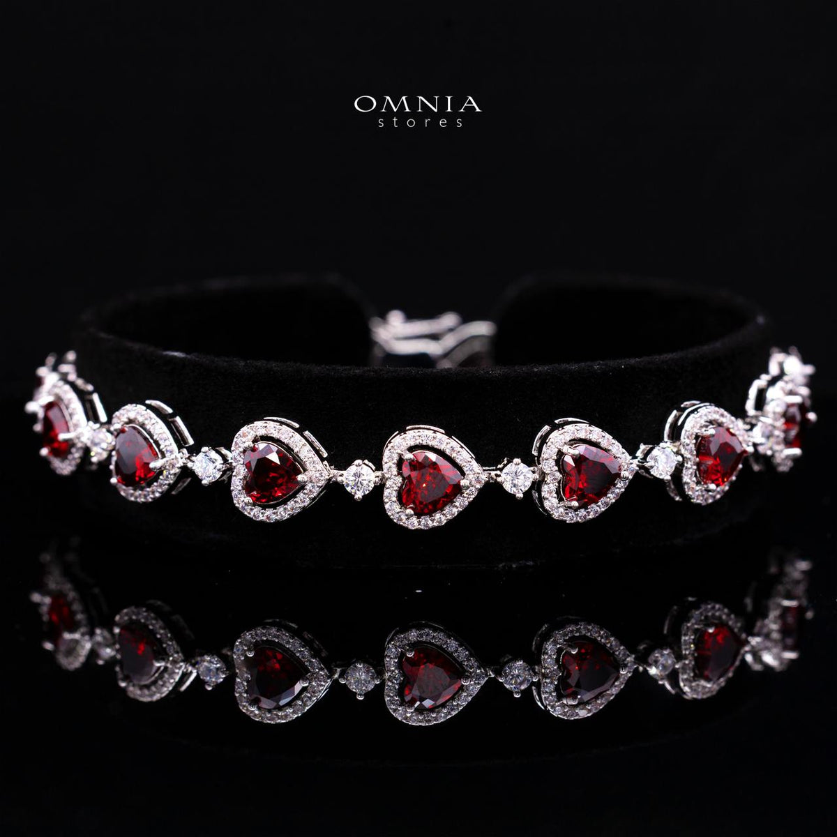 Talina Red Luxury Bridal Full Jewelry Set with High-Quality Premium Simulated Diamonds-Rhodium-Plated