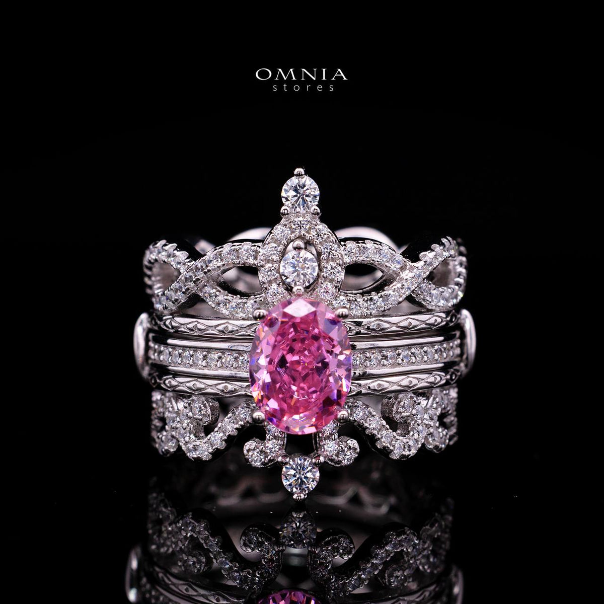 Carlyn Royal Crown Interchangeable Ring Set with Certified Premium Simulated Diamonds in 925 Sterling Silver
