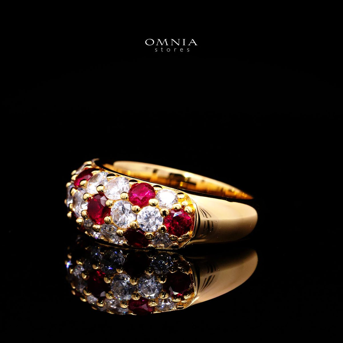 Angie Gold-Plated Ring with Certified Premium Simulated Diamonds in 925 Sterling Silver
