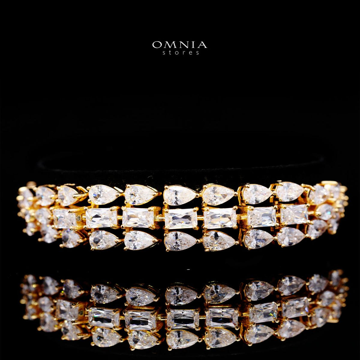 Carina Gold Luxury Bridal Full Set with High-Quality Simulated Diamonds, Rhodium Plated
