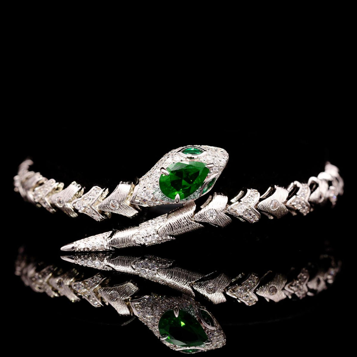 Adriana Green Luxury Bridal Full Set with High-Quality Zircon Stones Rhodium Plated