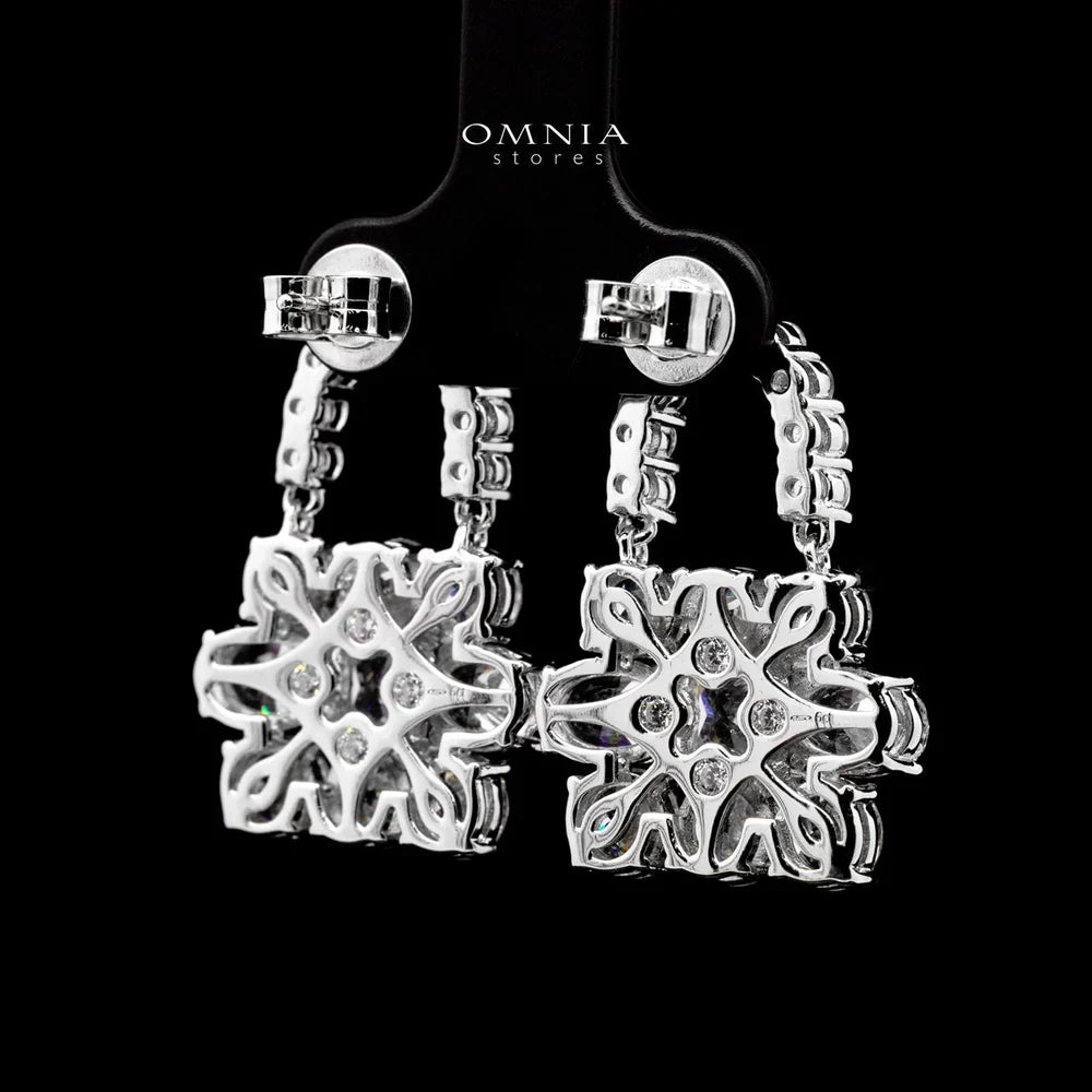 Aila White Lock Design Luxury Earrings with Premium Simulated Diamonds Rhodium-Plated Alloy