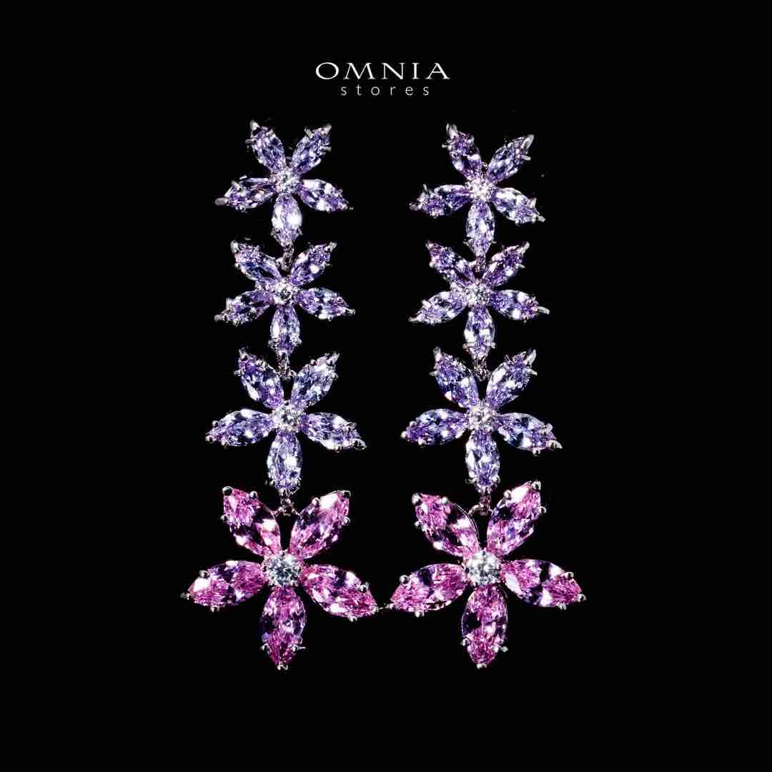 Omnia Yusra Pink and Purple Bridal Full Set in High Quality Simulated Diamonds - Image 2