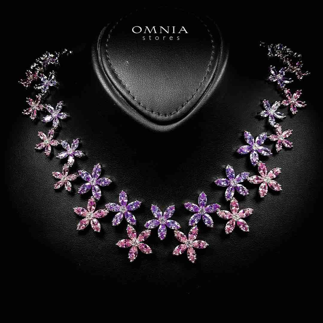 Omnia Yusra Pink and Purple Bridal Full Set in High Quality Simulated Diamonds - Image 5