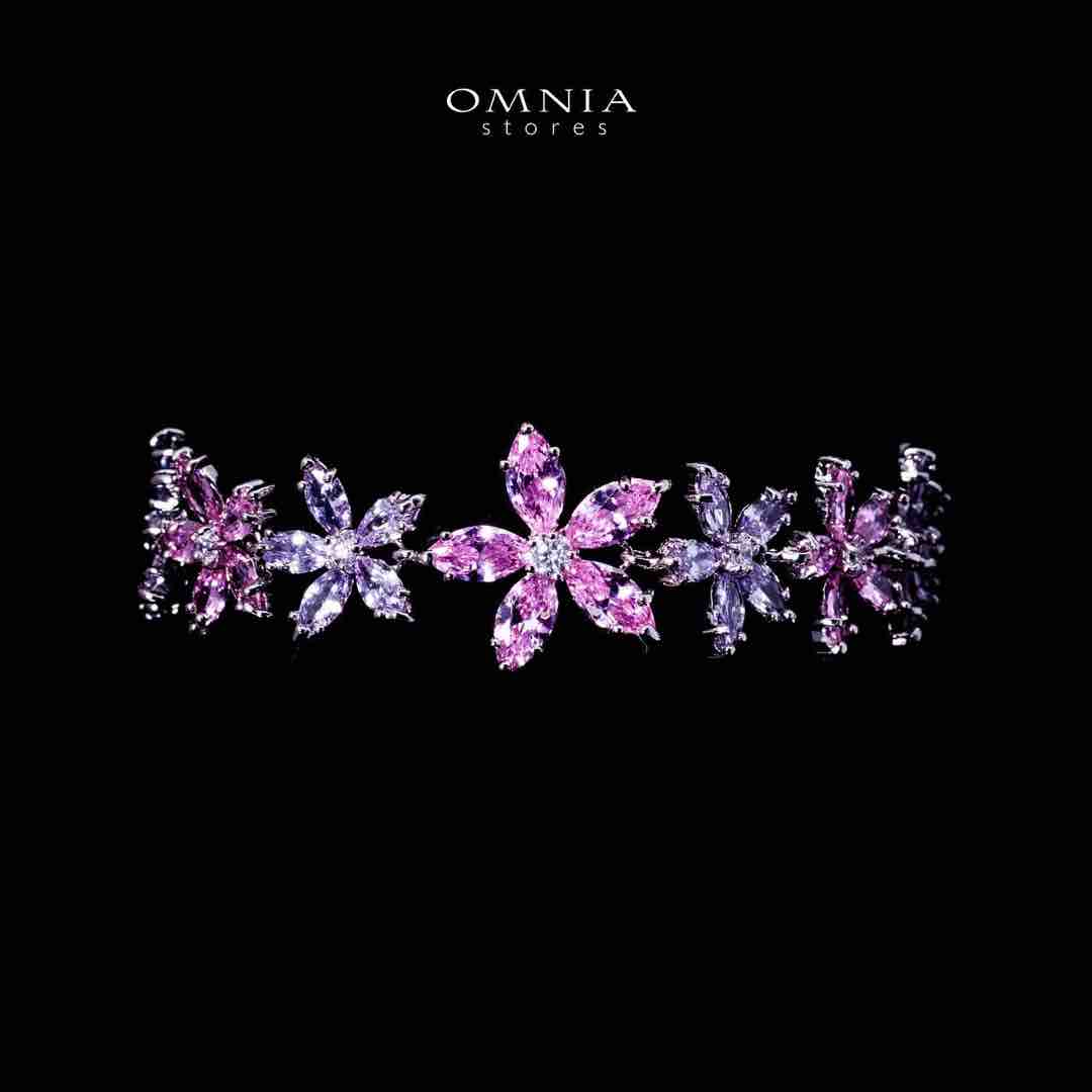 Omnia Yusra Pink and Purple Bridal Full Set in High Quality Simulated Diamonds - Image 4