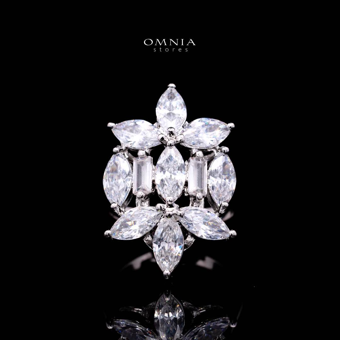 Omnia Soheila White Luxury Bridal Full Set with Emerald and Pear-Cut High-Quality Simulated Diamonds Rhodium Plated - Image 5
