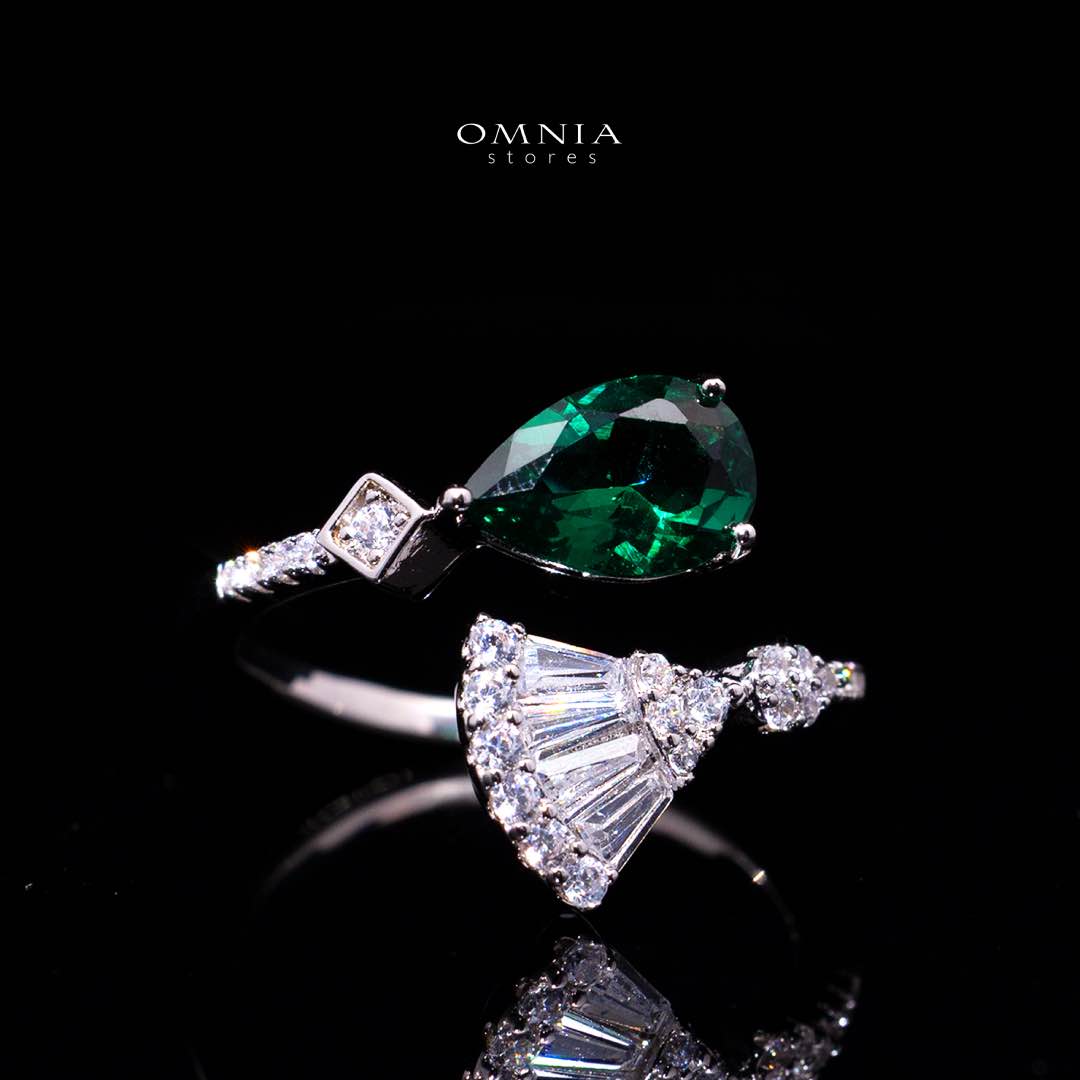 Omnia Marwa Green Luxury Bridal Full Set in High Quality Zircon Stone Rhodium Plated - Image 4