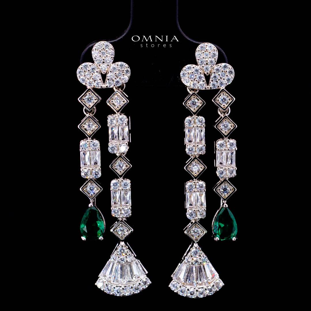 Omnia Marwa Green Luxury Bridal Full Set in High Quality Zircon Stone Rhodium Plated - Image 5