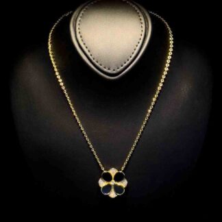 Omnia Hina Necklace Only in Black Agate Stone in High Quality Zircon Stone in Rhodium Plated