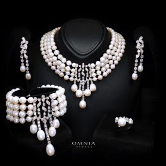 Omnia Behati Fresh Real Water Pearl Set In 92.5 Silver High Quality Simulated diamonds