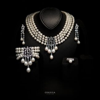 Omnia Behati Fresh Real Water Pearl Set In 92.5 Silver High Quality Simulated diamonds