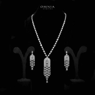 Omnia Jane White Bridal Set in High Quality Zircon Stone in Rhodium Plated