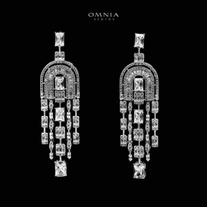 Omnia Jane White Bridal Set in High Quality Zircon Stone in Rhodium Plated - Image 3