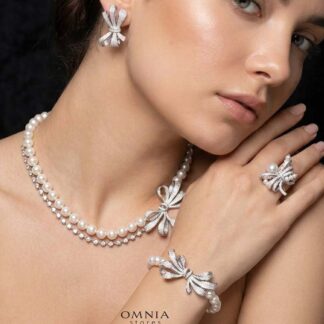 Omnia Murphy Fresh Real Water Pearl Full Set in 92.5 Silver Accessories High Quality Simulated Diamonds
