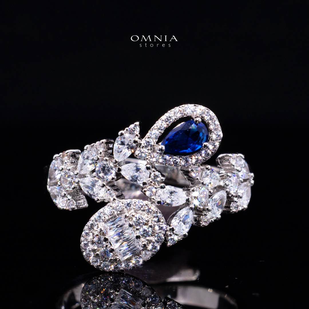 Omnia Trisha Blue Bridal Full Set Accessories in High Quality Zircon Stone Rhodium Plated - Image 4