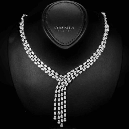 Omnia Michelle White Bridal Full Set Accessories in High Quality Zircon Stone in Rhodium Plated - Image 2