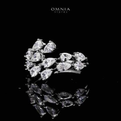 Omnia Michelle White Bridal Full Set Accessories in High Quality Zircon Stone in Rhodium Plated - Image 5