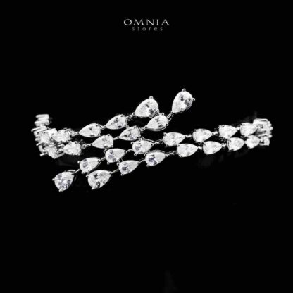 Omnia Michelle White Bridal Full Set Accessories in High Quality Zircon Stone in Rhodium Plated - Image 4