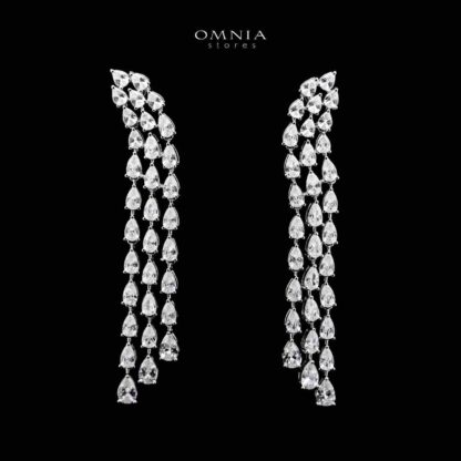 Omnia Michelle White Bridal Full Set Accessories in High Quality Zircon Stone in Rhodium Plated - Image 3