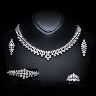 Omnia Elaf White Bridal Full Set in High Quality Zircon Stone in Rhodium Plated