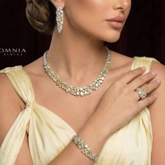 Omnia Anastasia Yellow Bridal Full Set in High Quality Zircon Stone in Rhodium Plated