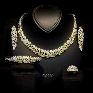 Omnia Anastasia Yellow Bridal Full Set in High Quality Zircon Stone in Rhodium Plated