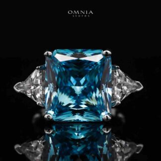 Omnia Adelina Sky Blue Ring 92.5 Silver High Quality Simulated diamonds