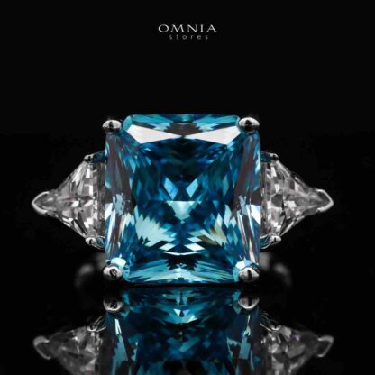 Omnia Adelina Sky Blue Ring 92.5 Silver High Quality Simulated diamonds