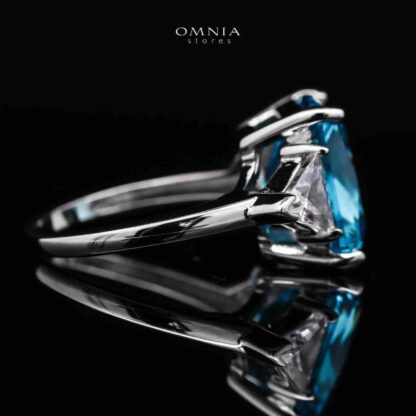 Omnia Adelina Sky Blue Ring 92.5 Silver High Quality Simulated diamonds - Image 3