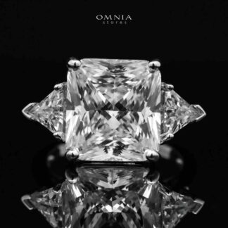 Omnia Adelina White Ring in 92.5 Silver Ring High Quality Simulated Diamonds