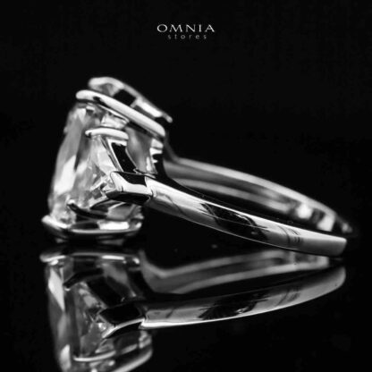 Omnia Adelina White Ring in 92.5 Silver Ring High Quality Simulated Diamonds - Image 2