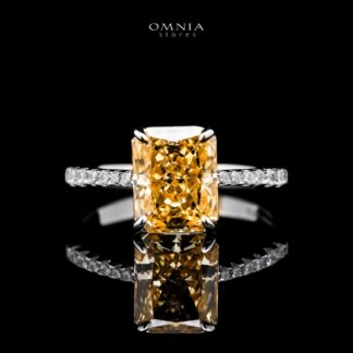 Omnia Agnesina Yellow 0.75 Carat Ring In 92.5 Silver High Quality Simulated Diamonds