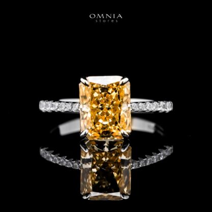 Omnia Agnesina Yellow 0.75 Carat Ring In 92.5 Silver High Quality Simulated Diamonds