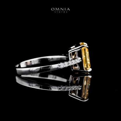 Omnia Agnesina Yellow 0.75 Carat Ring In 92.5 Silver High Quality Simulated Diamonds - Image 3