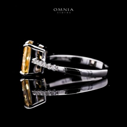 Omnia Agnesina Yellow 0.75 Carat Ring In 92.5 Silver High Quality Simulated Diamonds - Image 2