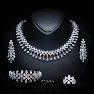 Omnia Amani White Luxury Bridal Full Set in High Quality Zircon Stone Rhodium Plated