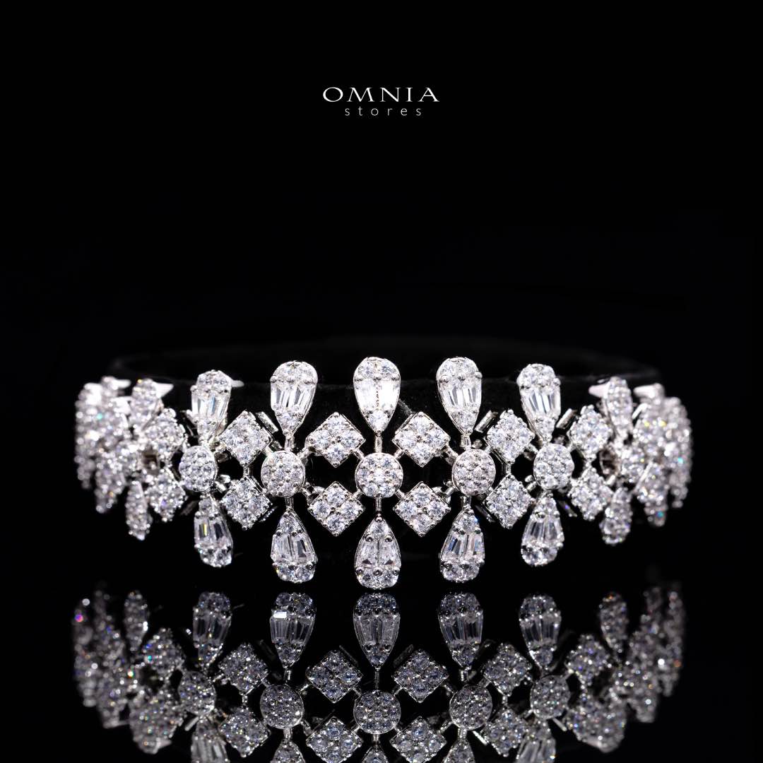 Omnia Amani White Luxury Bridal Full Set in High Quality Zircon Stone Rhodium Plated - Image 3