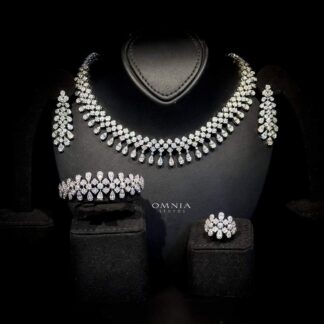 Omnia Amani White Luxury Bridal Full Set in High Quality Zircon Stone Rhodium Plated