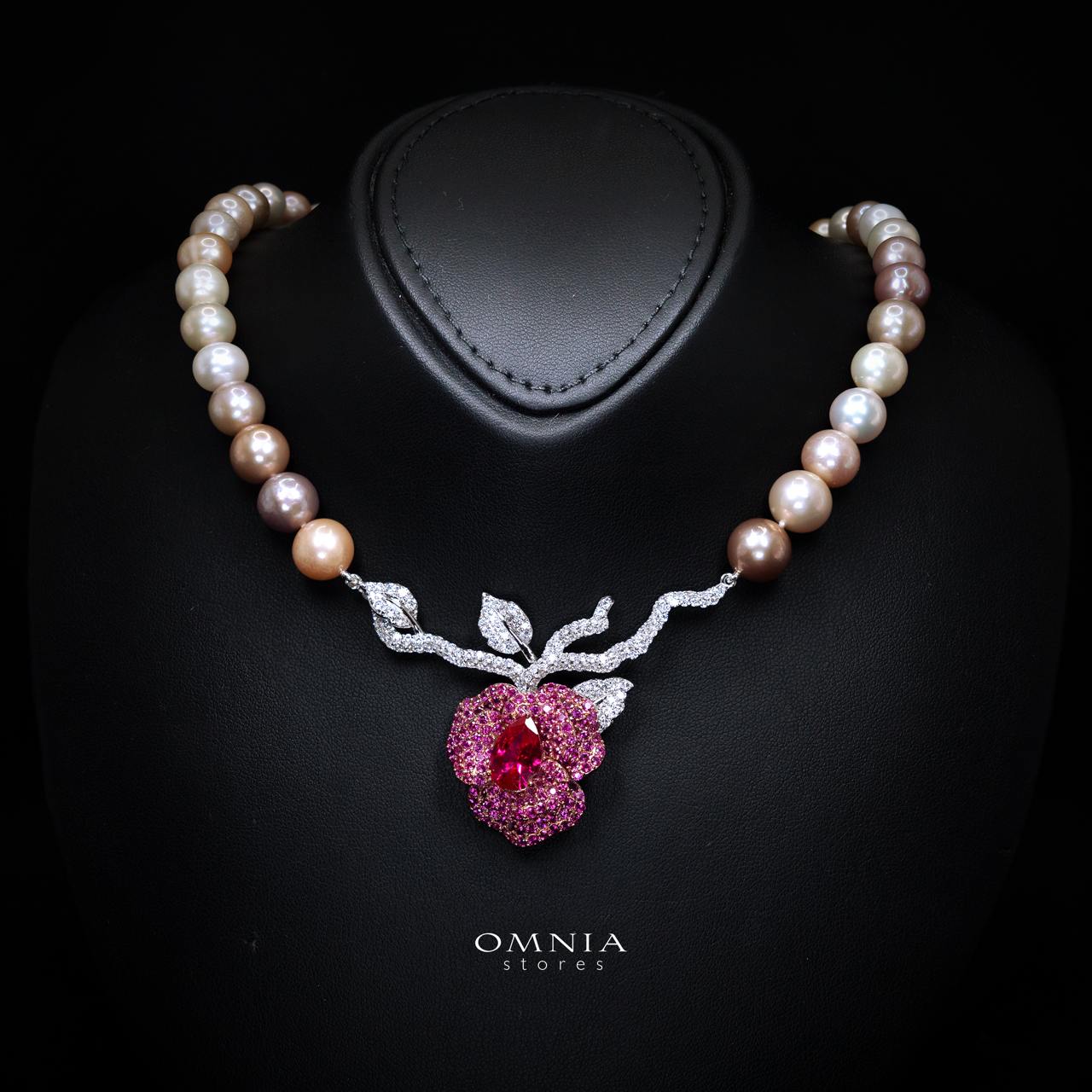 Omnia Masa Fresh Real Water Pearl Set in 92.5 Silver High Quality Simulated diamonds - Image 2