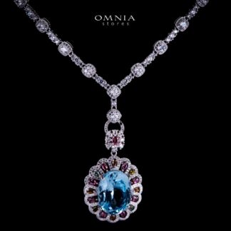 Omnia Laila Necklace in 92.5 Silver High Quality Topaz Stone