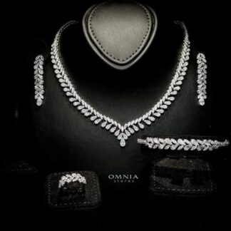 Omnia Aseel White Luxury Bridal Full Set in High Quality Zircon Stone Rhodium Plated