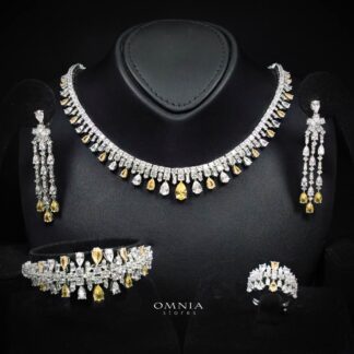 Omnia Nisrine Yellow Bridal Full Set in High Quality Zircon Stone Rhodium Plated