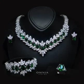 Omnia Buthaina Green Bridal Full Set High Quality Simulated Diamonds
