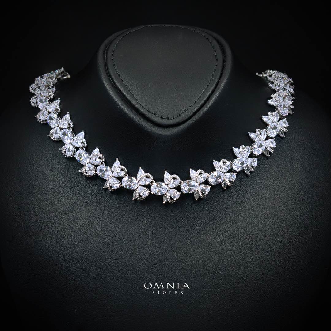 Omnia Muna White Bridal Full Set in High Quality Simulated Diamonds - Image 3