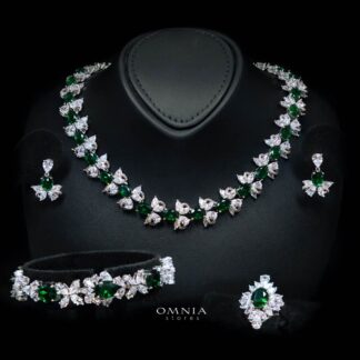 Omnia Muna Green Bridal Full Set in High Quality Simulated Diamonds