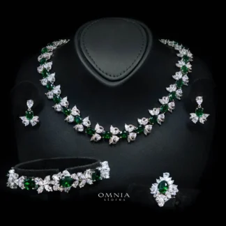 Omnia Muna Green Bridal Full Set in High Quality Simulated Diamonds